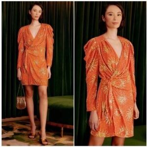 Farm Rio Sunny Mood Long Sleeve Sequin Mini Dress